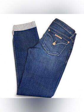Hudson Collin Skinny Jeans Size 25 Blue Denim Flap Pocket Union Jack Low Rise